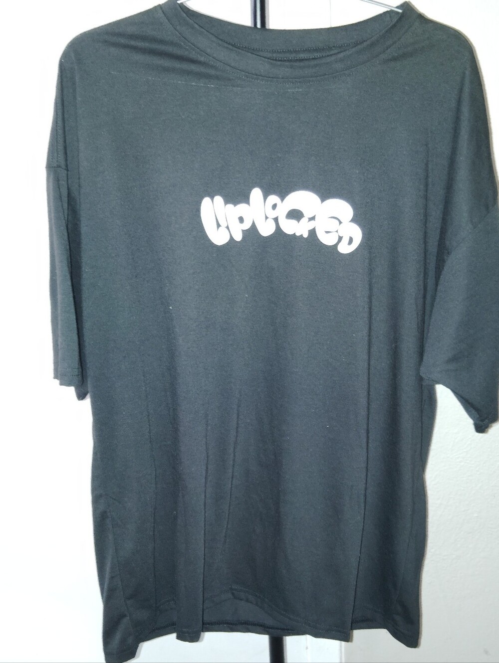 Men's Black Graphic Tee with Center White Logo